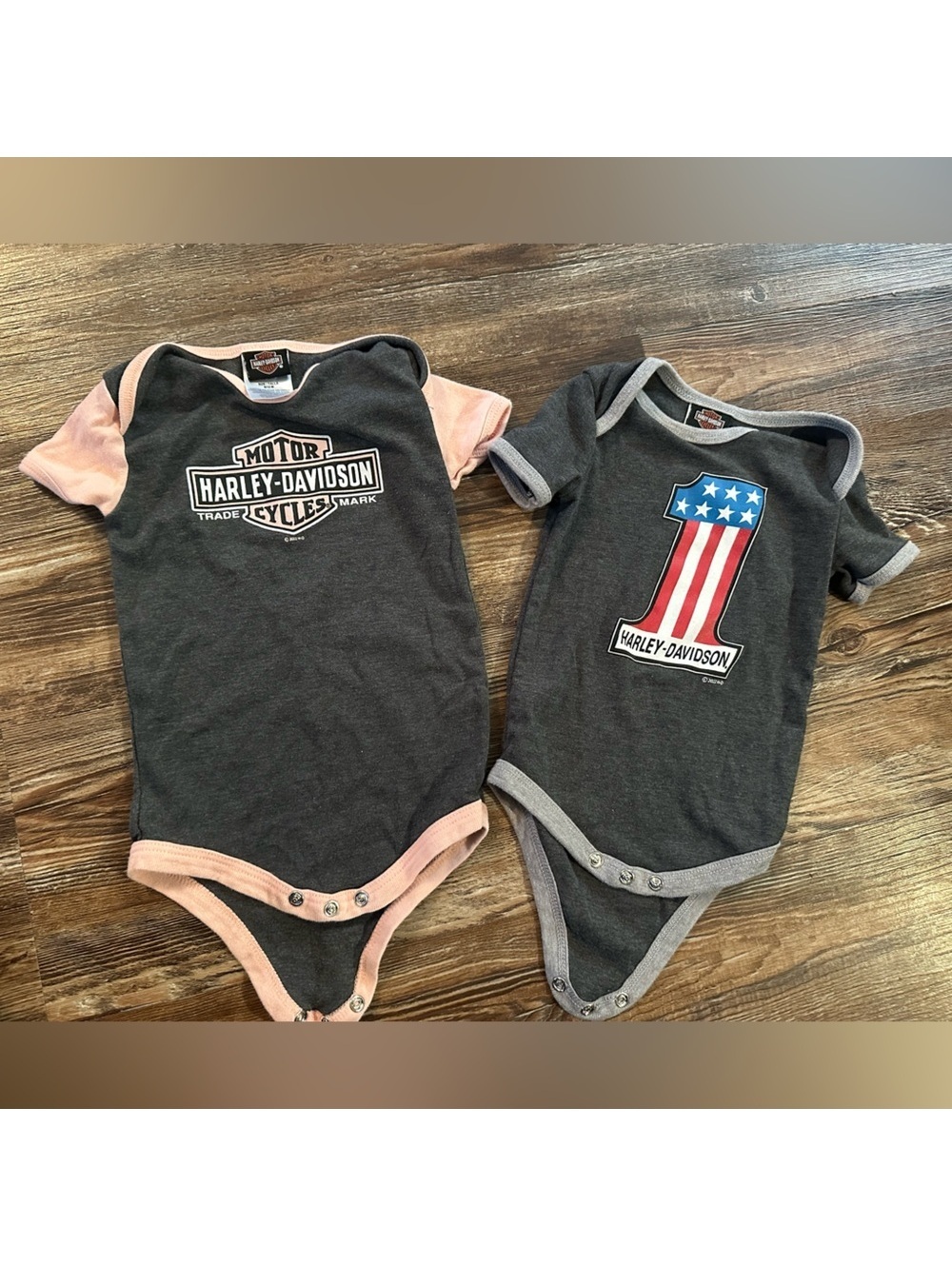 Harley-Davidson Infant baby Bodysuits - Black and Pink BUNDLE